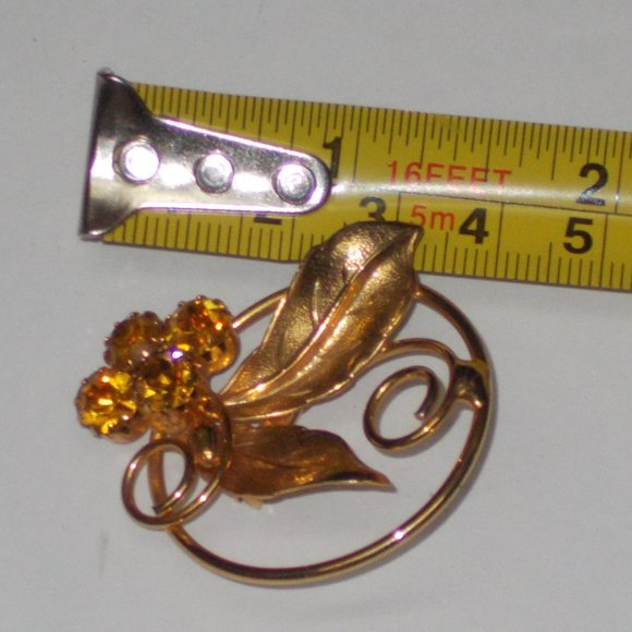 Beautiful vintage topaz & gold fashion broach with safety pin - Picture 4 of 5
